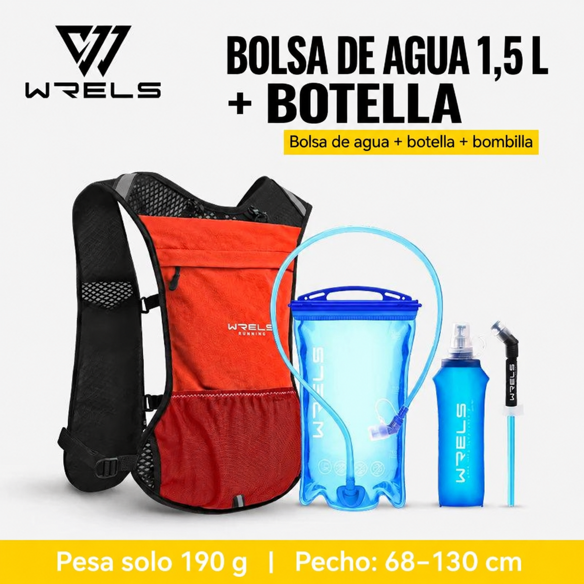 Chaleco de hidratación WRELS para running y trail
