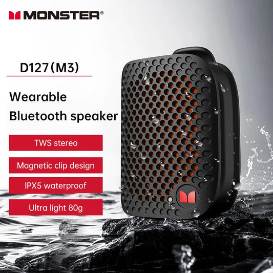 Parlante Bluetooth portátil Monster M3 negro con diseño magnético