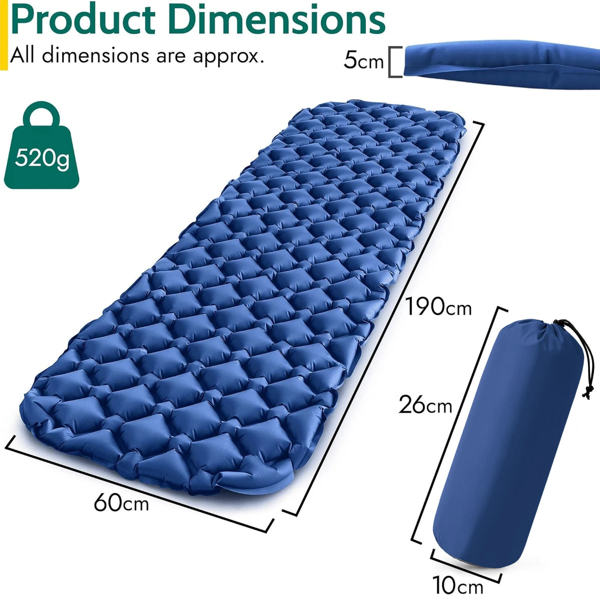 Colchoneta inflable ultraligera LT01 con inflador de pie integrado